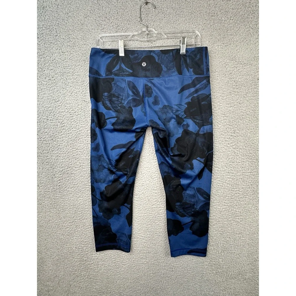 Lululemon Wunder Under Crop II Size 10 Luxtreme Jumbo Inky Floral Black Inkwell